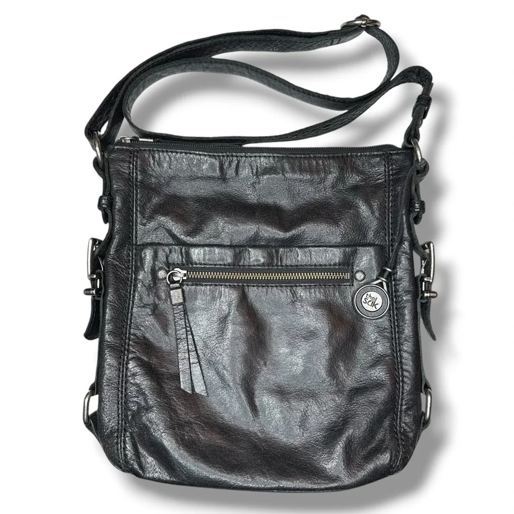 The Sak Iris Leather Hobo Bag Soft Black Leather Charm Happy And Free‎ Crossbody